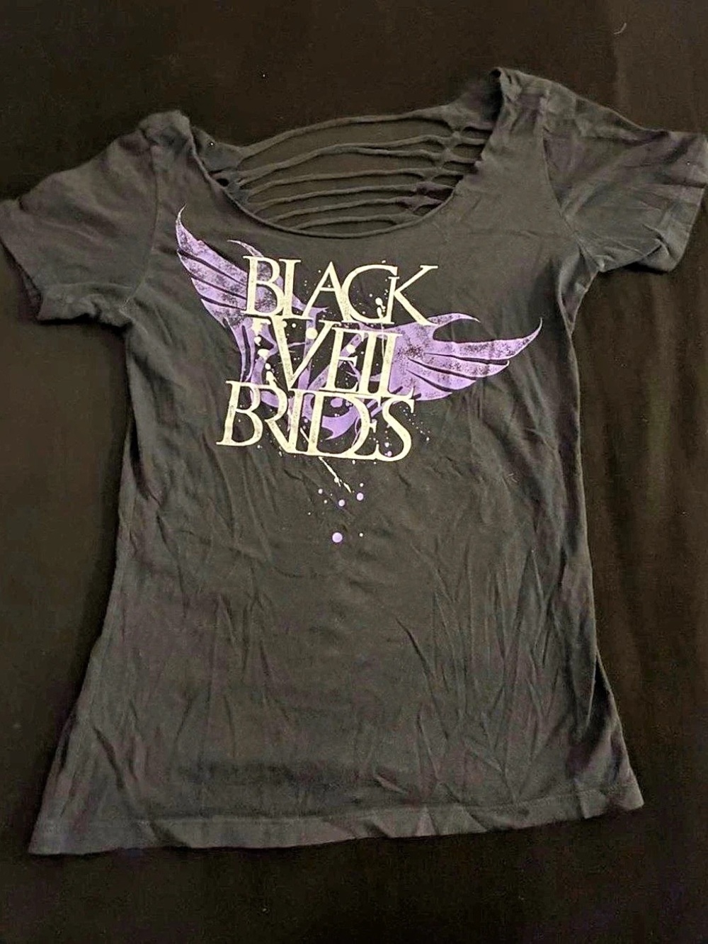 Black Veil Brides Emo Alternative Graphic Short Sleeve Tee in Black & Purple